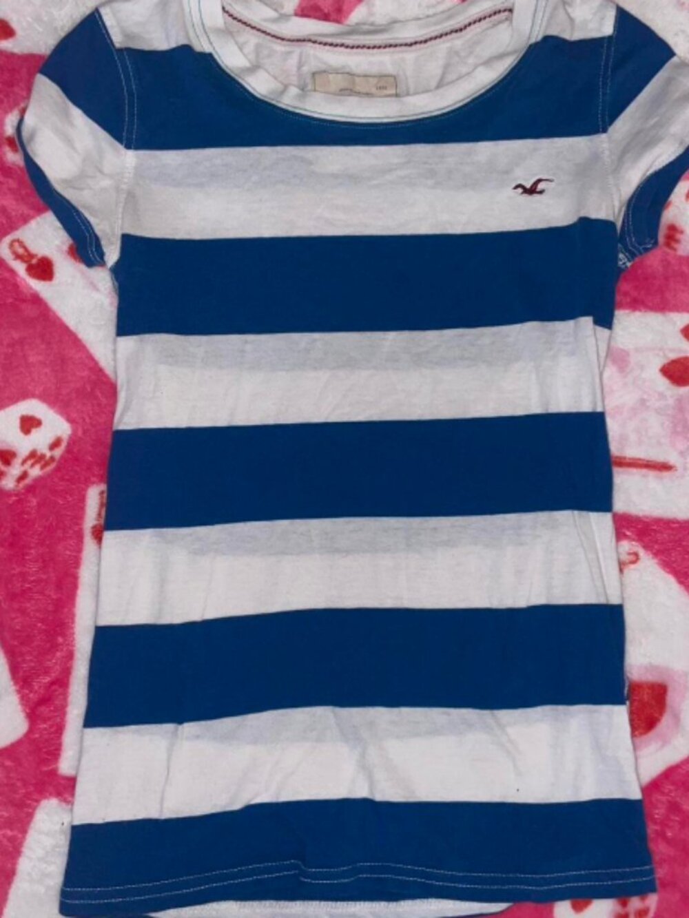 Hollister blue and white striped short sleeved T-shirt